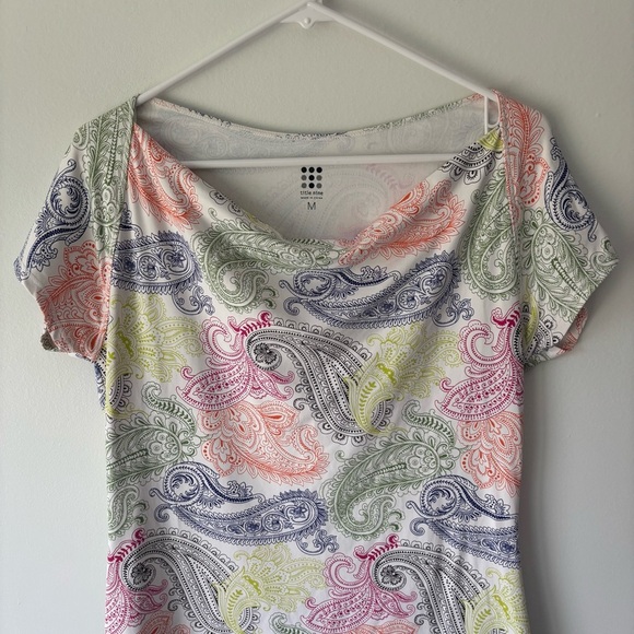 Title Nine Colorful Paisley Cowl Neck Short Sleeve Mini Athletic Dress Golf - Picture 2 of 8